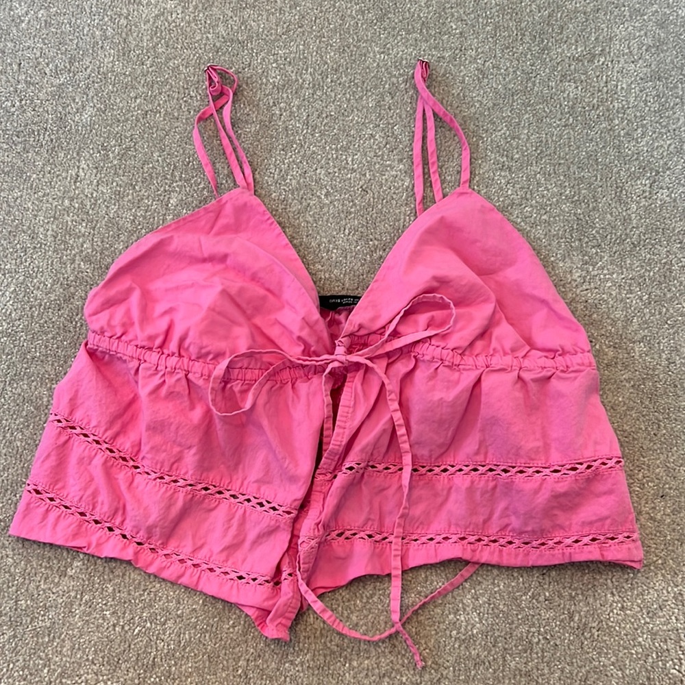 Zara pink tie triangle top